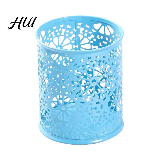 Desk Organizer Pen Holder, Large Capacity Hollow Flower Design Cup, Decorative Iron Stationery Holder for Pens Scissors Makeup Brushes Brush