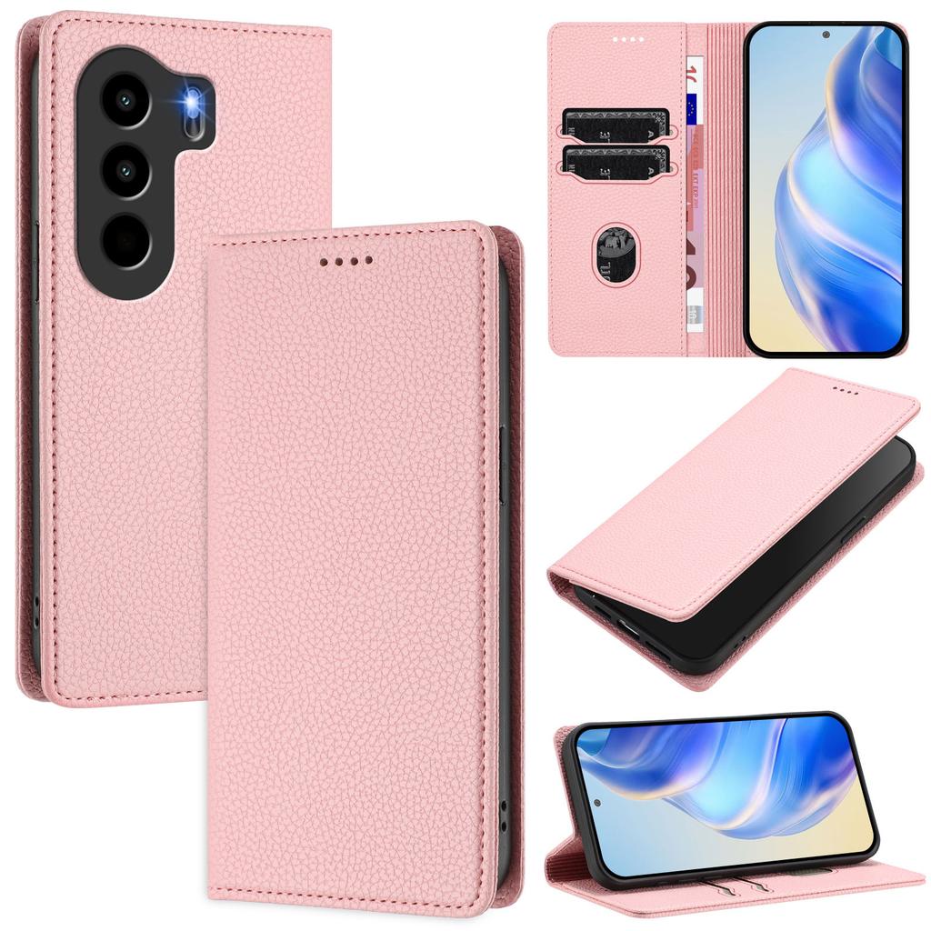 For itel Power 70 4G Wallet Case RFID Blocking Litchi Texture Leather Mobile Cover