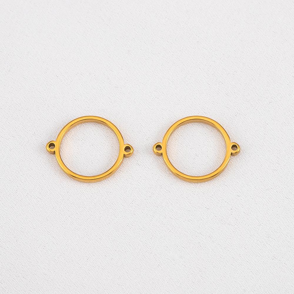 10Pcs 20Pcs Stainless Steel Hollow Double Hole Circle Charms Pendant Bracelet Cabochon Tray Bezel Blank Settings Jewelry Making