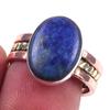 Кольцо из двухцветного серебра 925 пробы с натуральным лазуритом, размер 7,5 F3u98