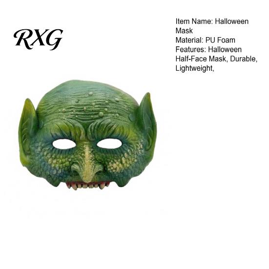 Comfortable Dinosaur Cosplay Mask Halloween Green Lizard Mask, Realistic Textured Half-Face Mask,PU Foam Non Stuffy Animal Face Costume Accessory, for