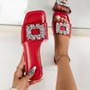 Sales Large Size Rhinestone Flat Square Slippers Women Wear Square Button Line Light Beach Sandals