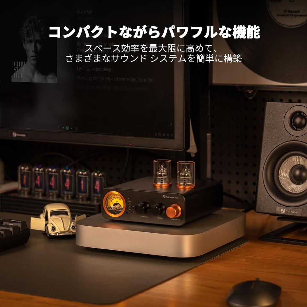 Fosi Audio MC331 Vacuum Tube Integrated Amplifier with HiFi Bookshelf Home Audio Stereo Power Vintage VU Meter Preamplifier DAC, Speaker/3.5mm