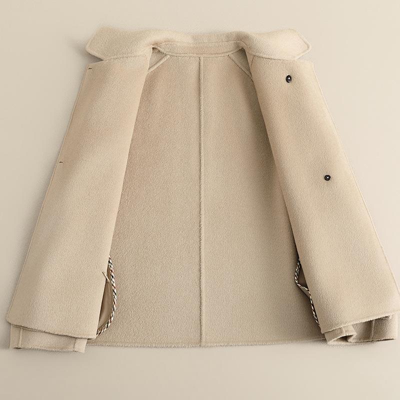 Двустороннее шерстяное пальто женское короткое свободное высококлассное модное осеннее новое шерстяное пальто маленькая женщина