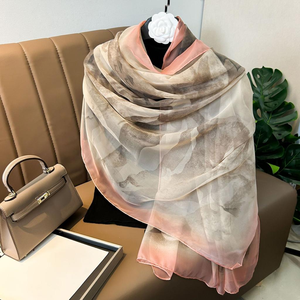 180*135cm Summer Silk Scarf Women Outdoor Shawl Bandanna Foulard Female Beach Fashion Luxury Oversized Shawl Head Hijab Wrap