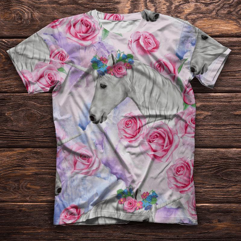 Новая европейская и американская 3D цифровая женская свободная футболка с короткими рукавами