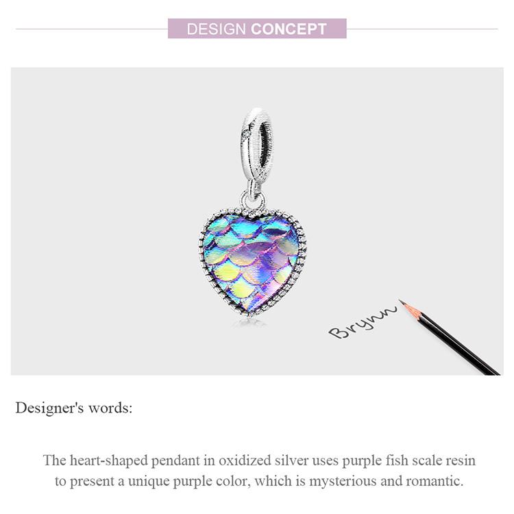 WOSTU Изысканная красивая подвеска из стерлингового серебра 925 пробы с рыбьей чешуей, подходящая для браслета, ювелирных украшений