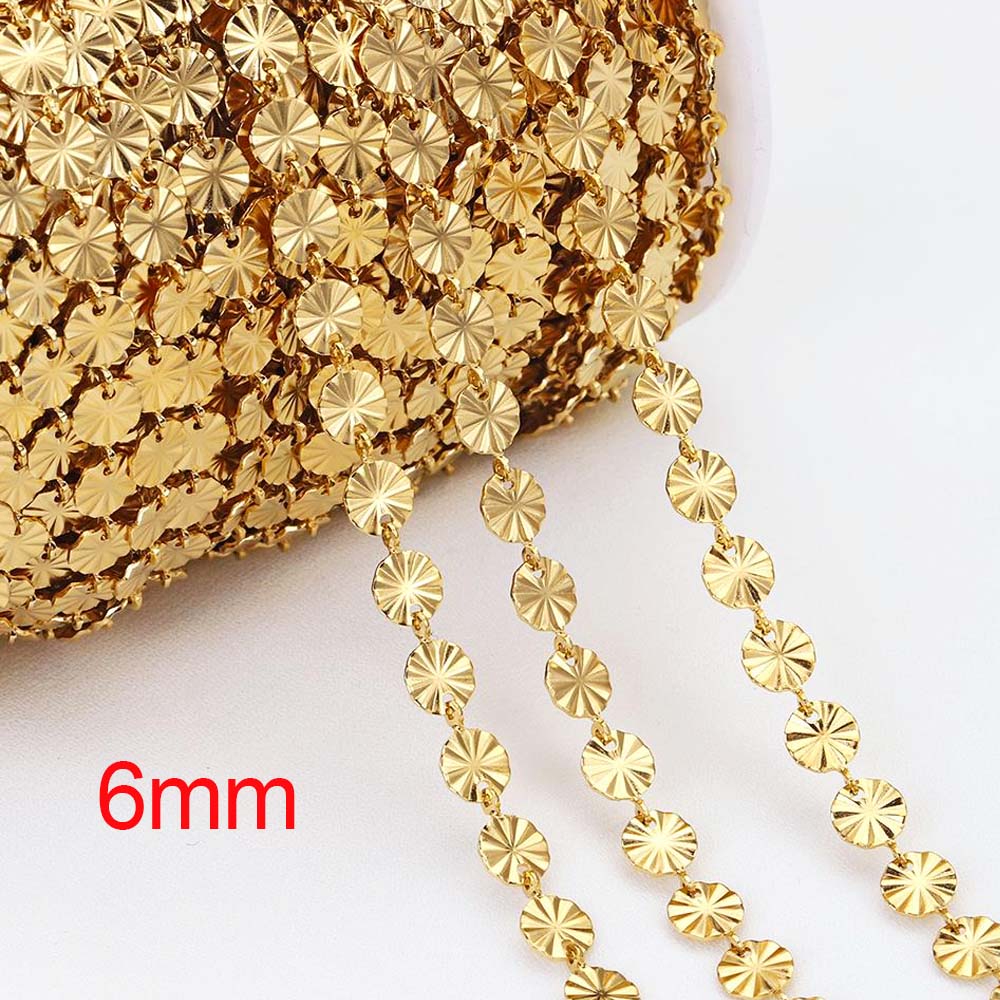 2M Stainless Steel Embossed Radial Grain Link Chain Metal Beads Steel Color Chains Jewelry Making DIY Bracelet Necklace Material