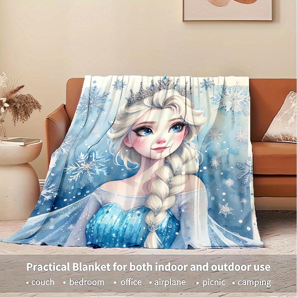 1pc Velvet Elsa Snow Princess Blanket - Perfect for bedding, sofa cover, gift,