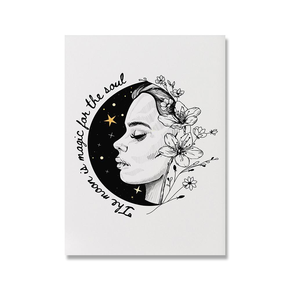 Ретро Девушка Йога Положительная Энергия Обнаженное Искусство Плакат Печать Женское Психическое Здоровье Абстракция Солнце Луна Холст Феминизм Тренажерный Зал Домашний Декор