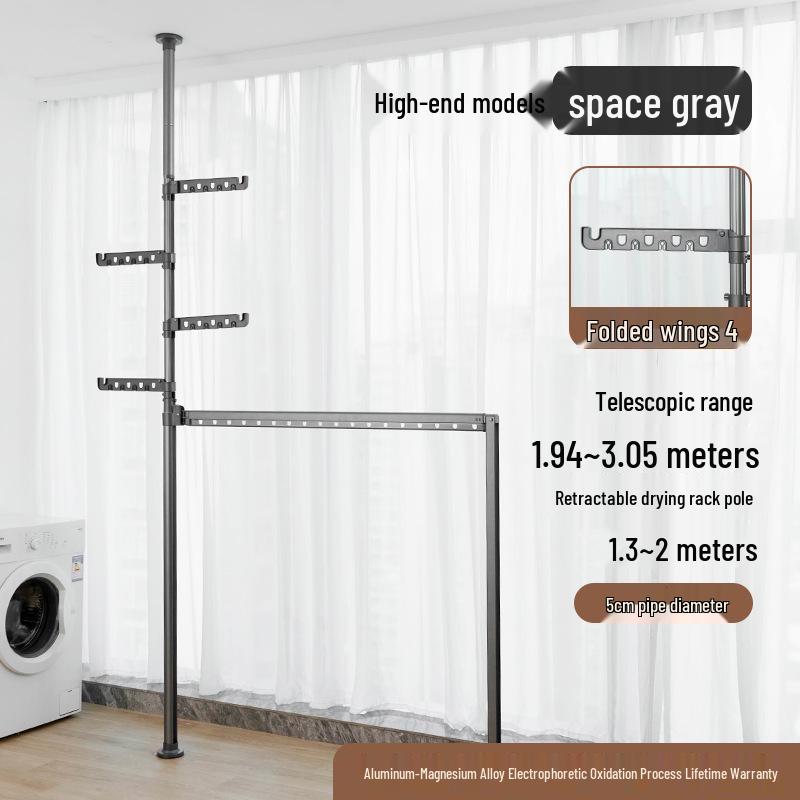 Telescopic Floor-to-Ceiling Clothes Drying Rack - No-Punch, Free-Standing