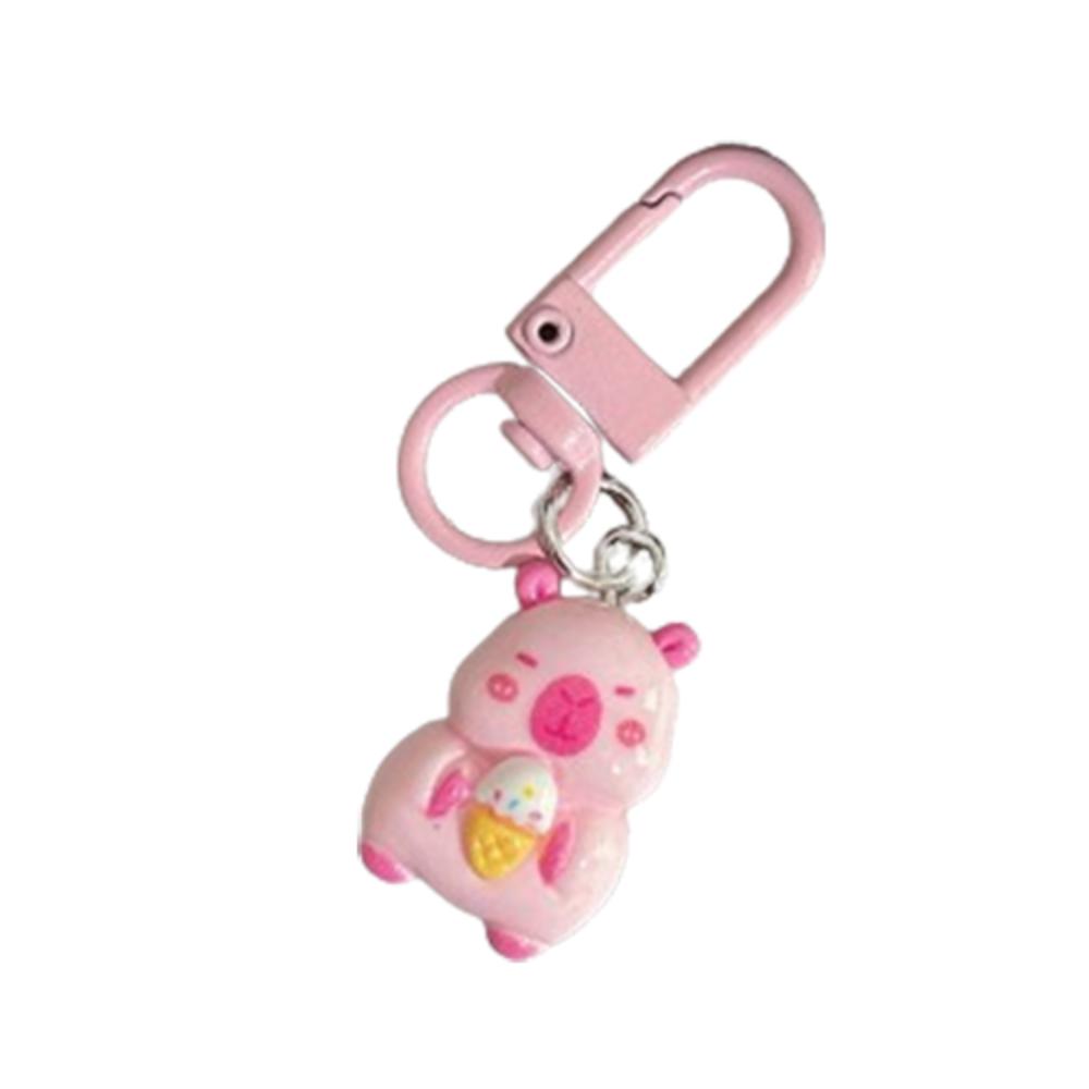 Creative Pink Capybara Keychain Cute Animal Keyring Capybara Bag Hanging  Backpack Decor