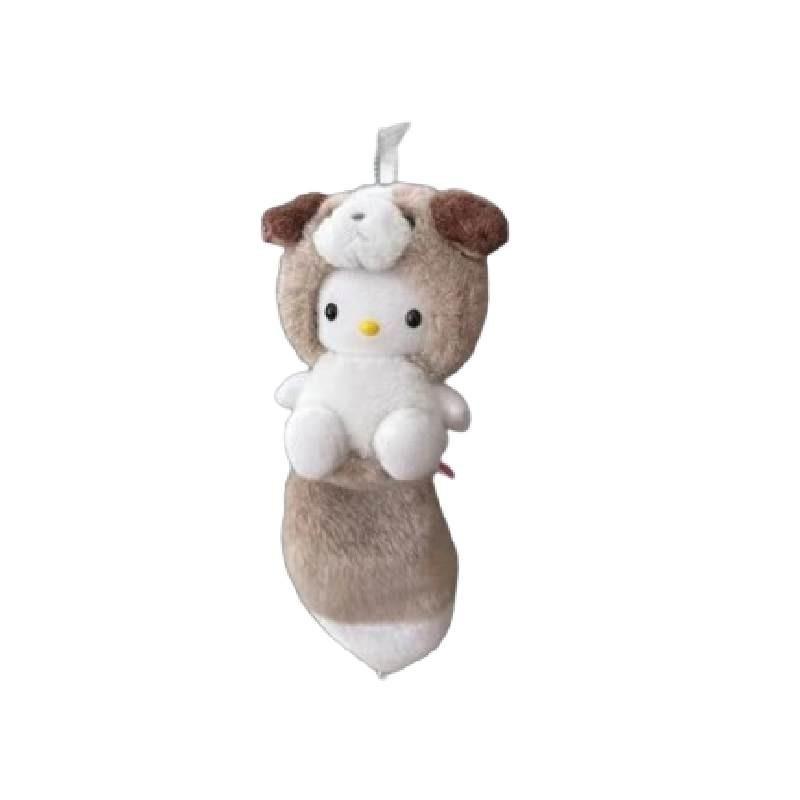 Husky Long Tail Kitty Plush Stuffed Animal Keychain Cartoon Hello Cat Backpack Ornament Gift Series 22cm