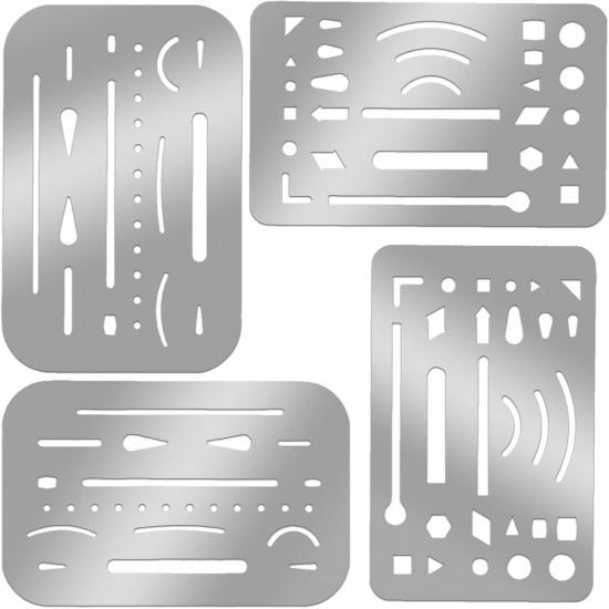 4 Pieces Eraser Shield Eraser Template Stainless Steel Erasing Shield Metal Drawing Template Shield Drafting Tools for Mechanical Design