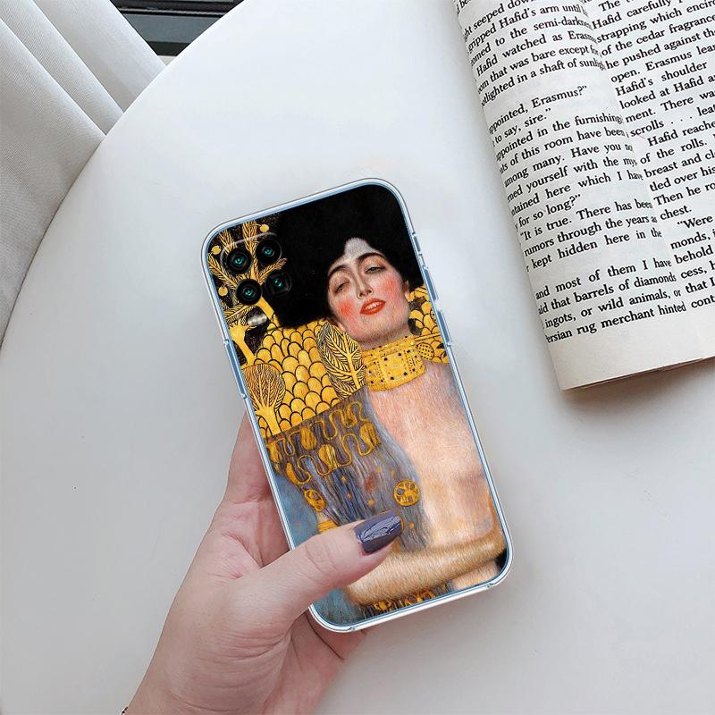 QE14 Gustav Klimt Transparent Phone Case for Motorola Moto G7 G8 G9 G84 G85 G73 G24 G15 Z2 Play Power Plus