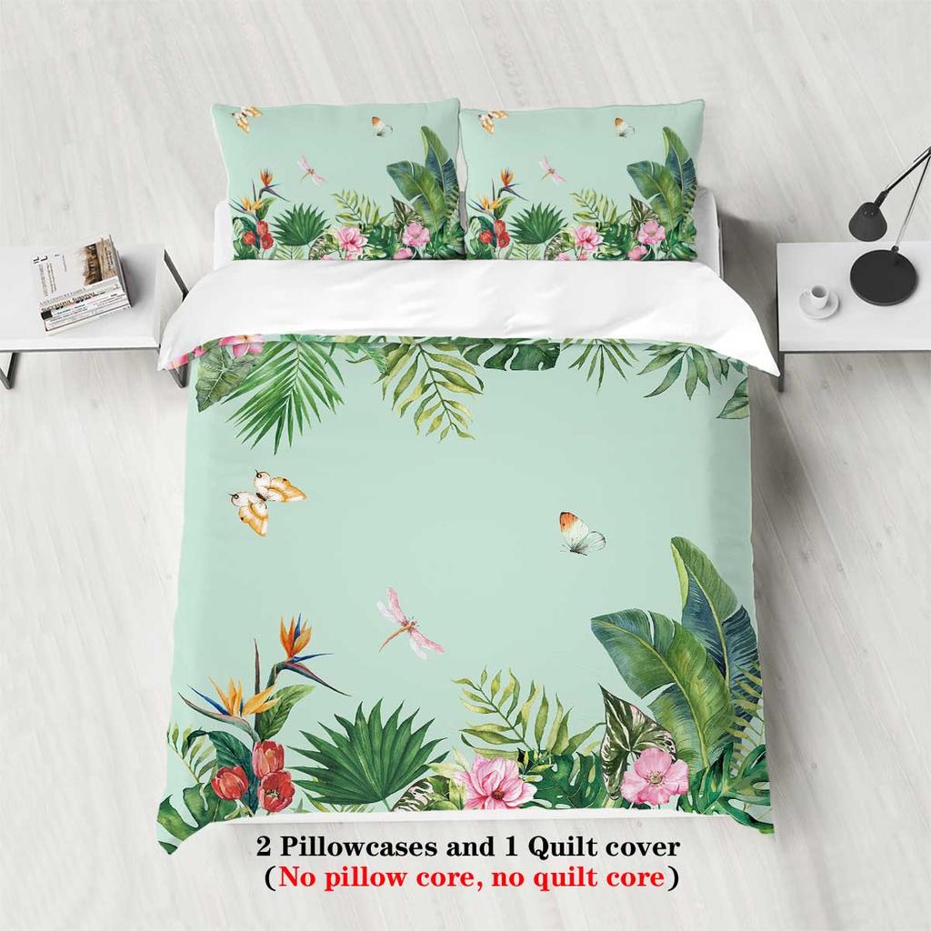 3Pcs Spring Scenery Bird Pattern Printed Duvet Cover Set, Queen, King, Double Bed, For Women And Adults Bedroom, Hotel