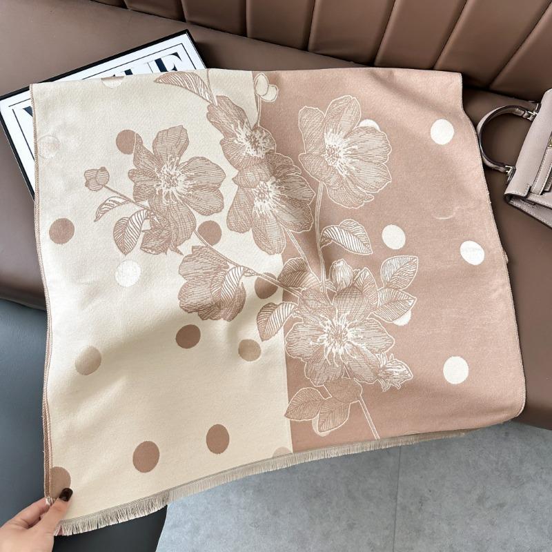 Landscape painting imitation cashmere scarf women's high-end office air-conditioned room thickened warm long trendy scarf
