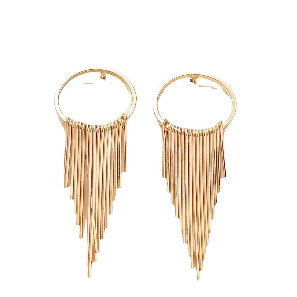 Classic, Long Stick Metal Tassel Fashion Stud Earrings, Nightclub Shiny Earrings.
