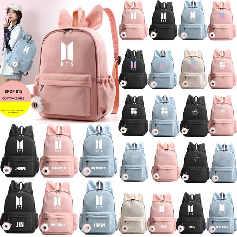 Bunny Kpop Bts Rabbit Ears Backpack Girls School Bags V With Piggy Pendant Plush