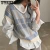 Autumn Winter Female Korean Loose Sweater Vest Vintage Office-lady V-neck Sweater Pullover Women Knitted Tops Pull Femme