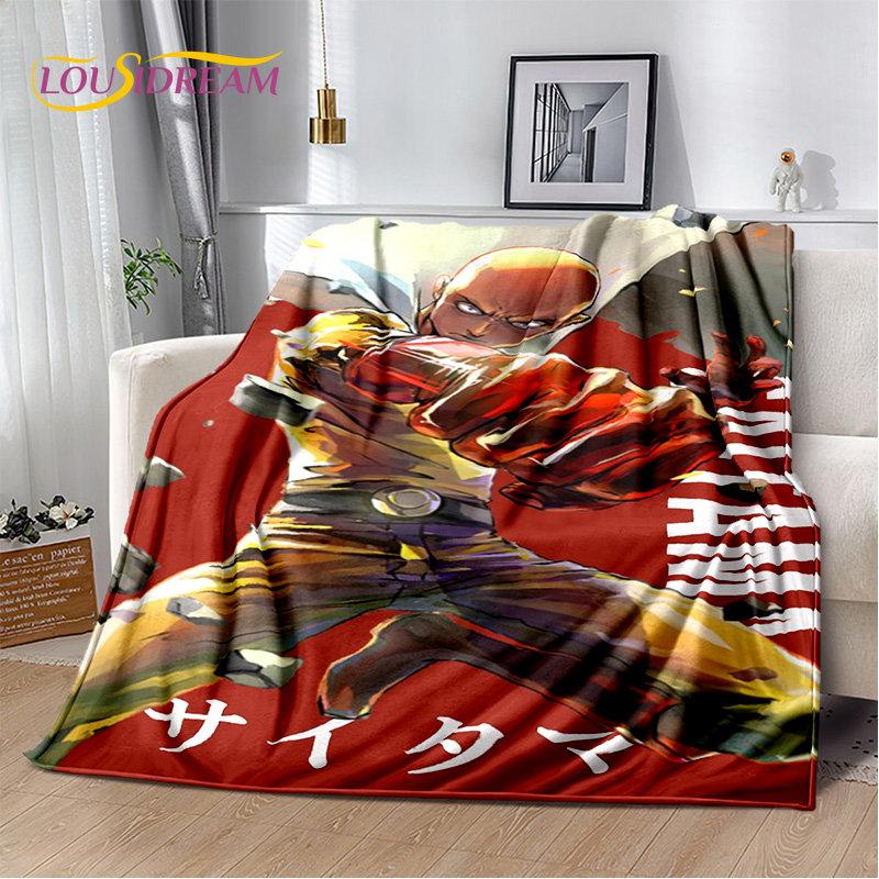 Мягкое плюшевое одеяло с рисунком аниме ONE PUNCH MAN, фланелевое одеяло, одеяло для гостиной, спальни, кровати, дивана, чехол для пикника, детское одеяло