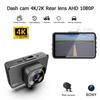 HD 2K 4K 3-дюймовый IPS видеорегистратор Автомобильный видеорегистратор G-сенсор Передний Задний широкоугольный ночной вид Черный ящик Автомобильные аксессуары Видеорегистратор