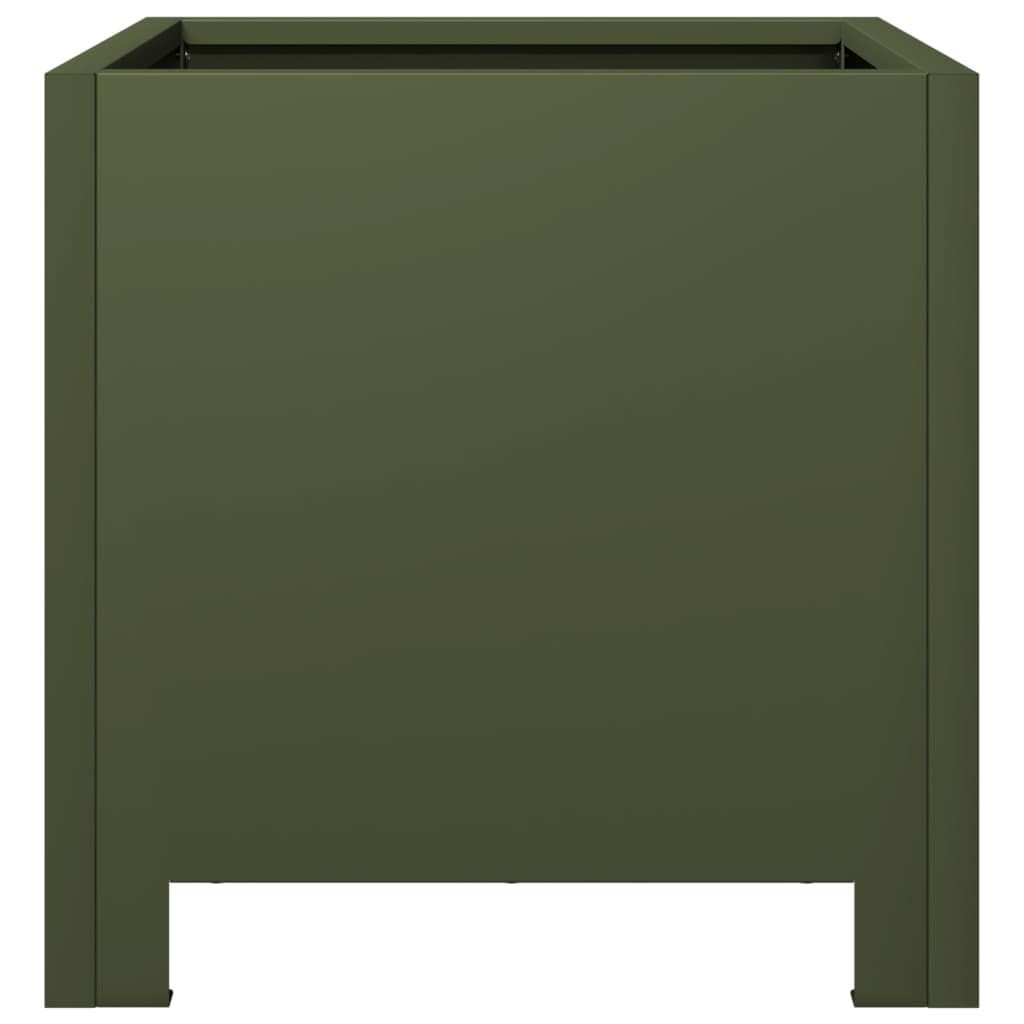 Vidaxl Donica Ogrodowa, Oliwkowozielona, 30X30X30 Cm, Stalowa
