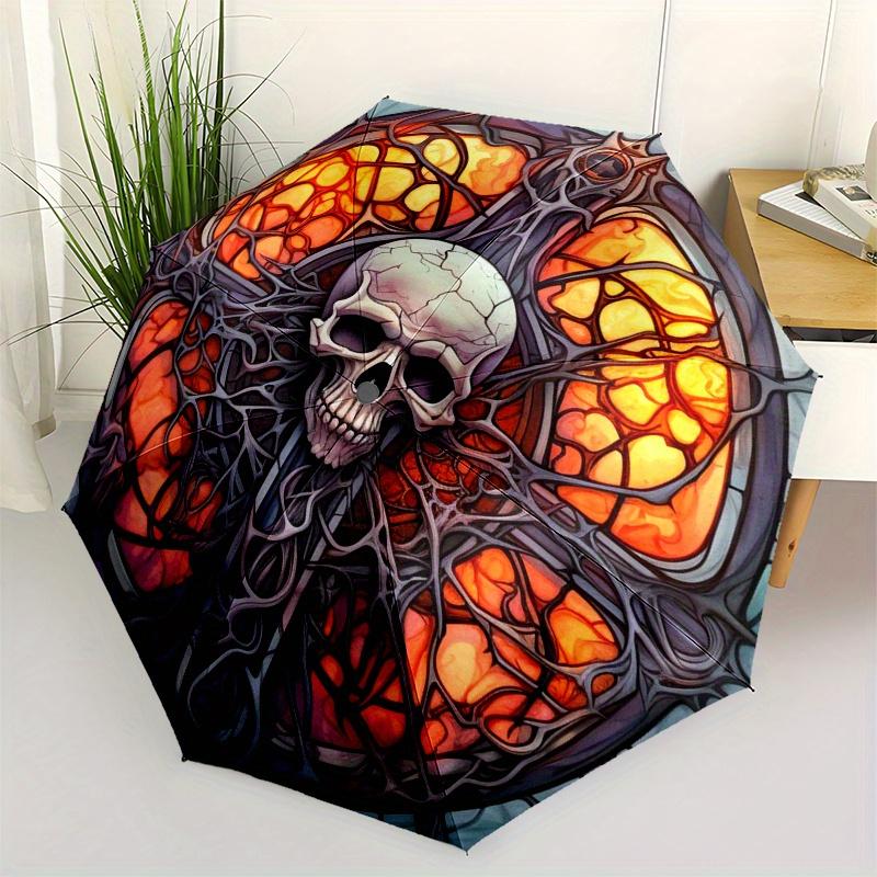 Stained Glass Skull Art Wall Decor Umbrella Day Gift Y258