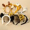Adults Kids Plush Cartoon Tiger Panda Ear Hair Band Giraffe White Leopard Hoop Children Toy  Animal  Party  Halloween Christmas