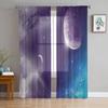 Облако Вселенная Луна Космос Прозрачные шторы для гостиной Украшения Оконные шторы для кухни Тюль Вуаль Органза Шторы