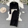 Ayollar Yangi Moda Bahor Kuz Elegant Qisqa Blazer Pidjak Palto + Uzun Midi Yirtiq Qalam Yubka Ikki Qismli To'plam