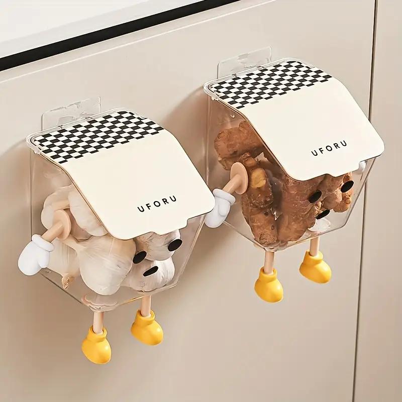 Корзина для хранения на кухне Прозрачная коробка для хранения овощей и фруктов Органайзер для специй Настенный контейнер для еды с имбирем и чесноком Кухонные гаджеты