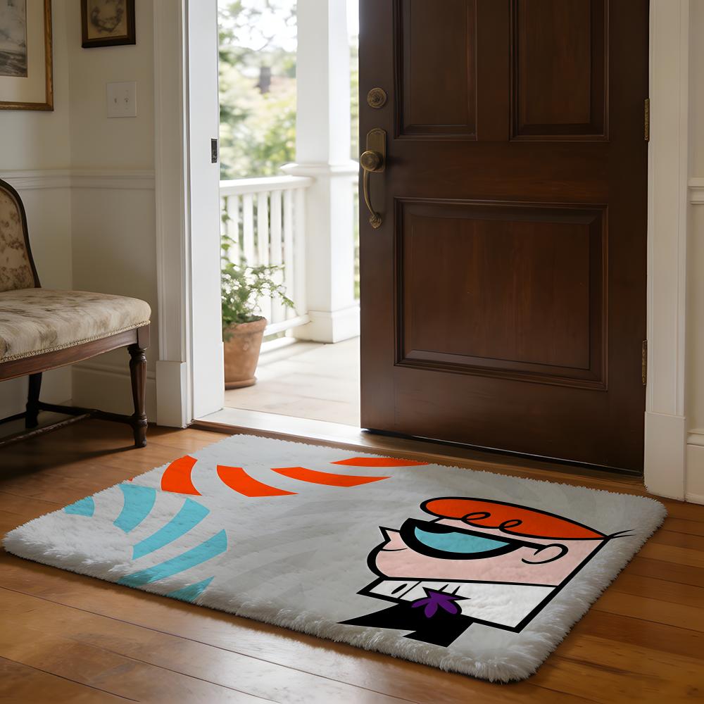 DDexters Cartoon LLaboratory Floor Mat Soft Flannel Absorbent Mat Non-Slip Rug Home Bedroom Bathroom