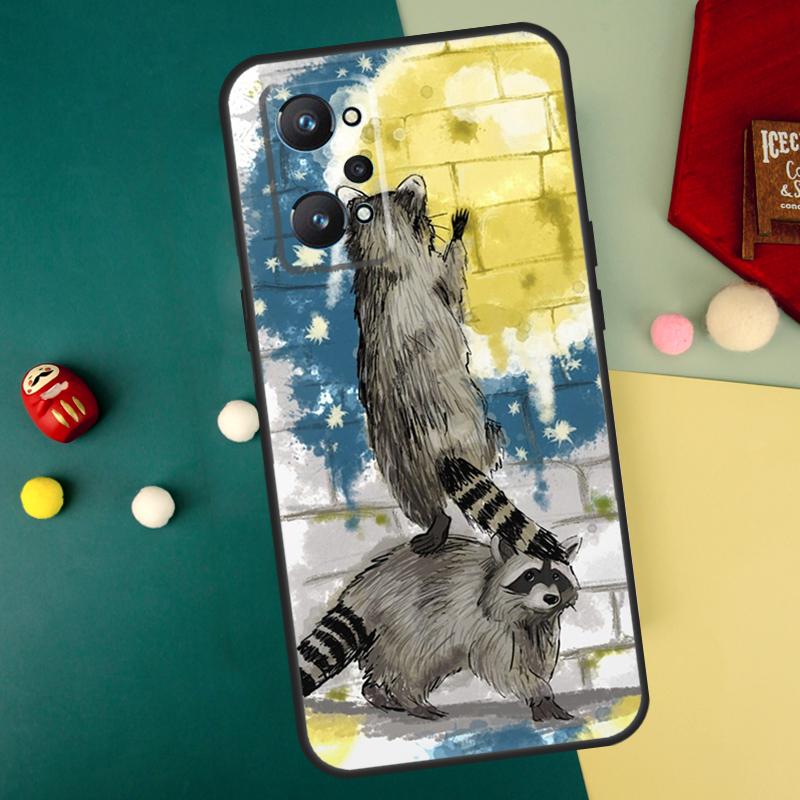 Cartoon Raccoon Kawaii For Realme 10 11 12 13 14 Pro Plus C67 C65 C63 C61 C55 C53 C51 C35 C71 C75 GT7 15 Pro Case