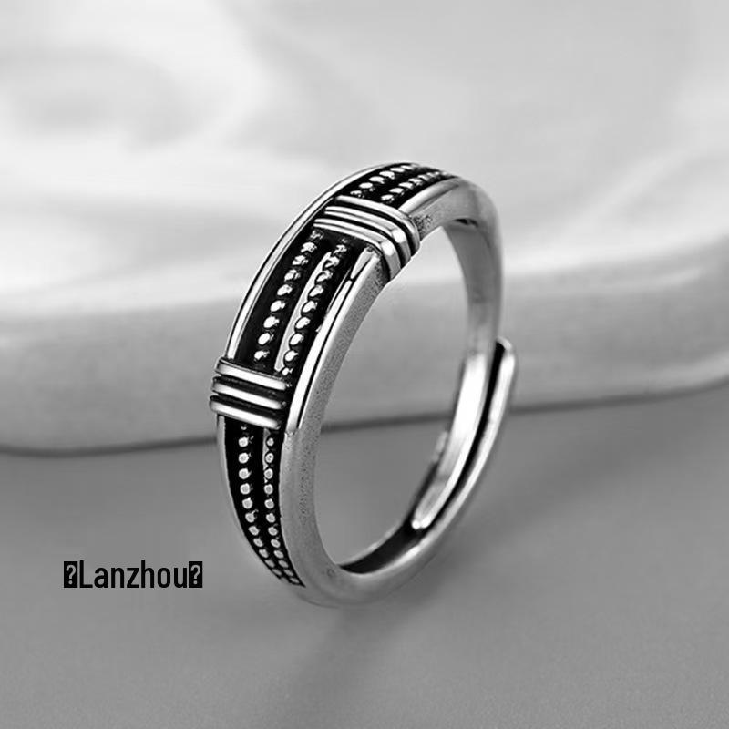 Men's Adjustable Retro Hip-Hop Index Finger Ring - Open, All-Match Single Trend Ring