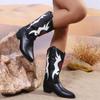 Мода Женская мода на толстом каблуке Cowgial Boots Plus Size 43 Slip On Mid Calf Boots Women 2024 Trend Comfortable Western Boots Woman