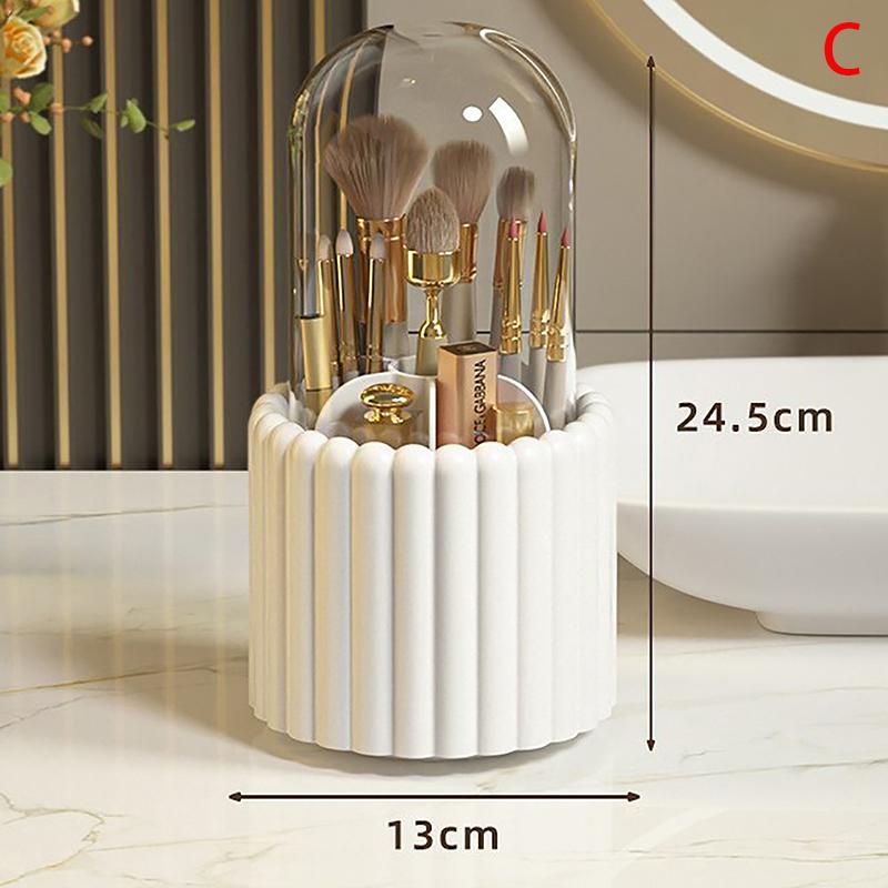 360Degree Rotating Makeup Brushes Holder With Lid Lipstick Organizer Cosmetic Storage Make Up Tools Box Jewelry Pencil Case Container