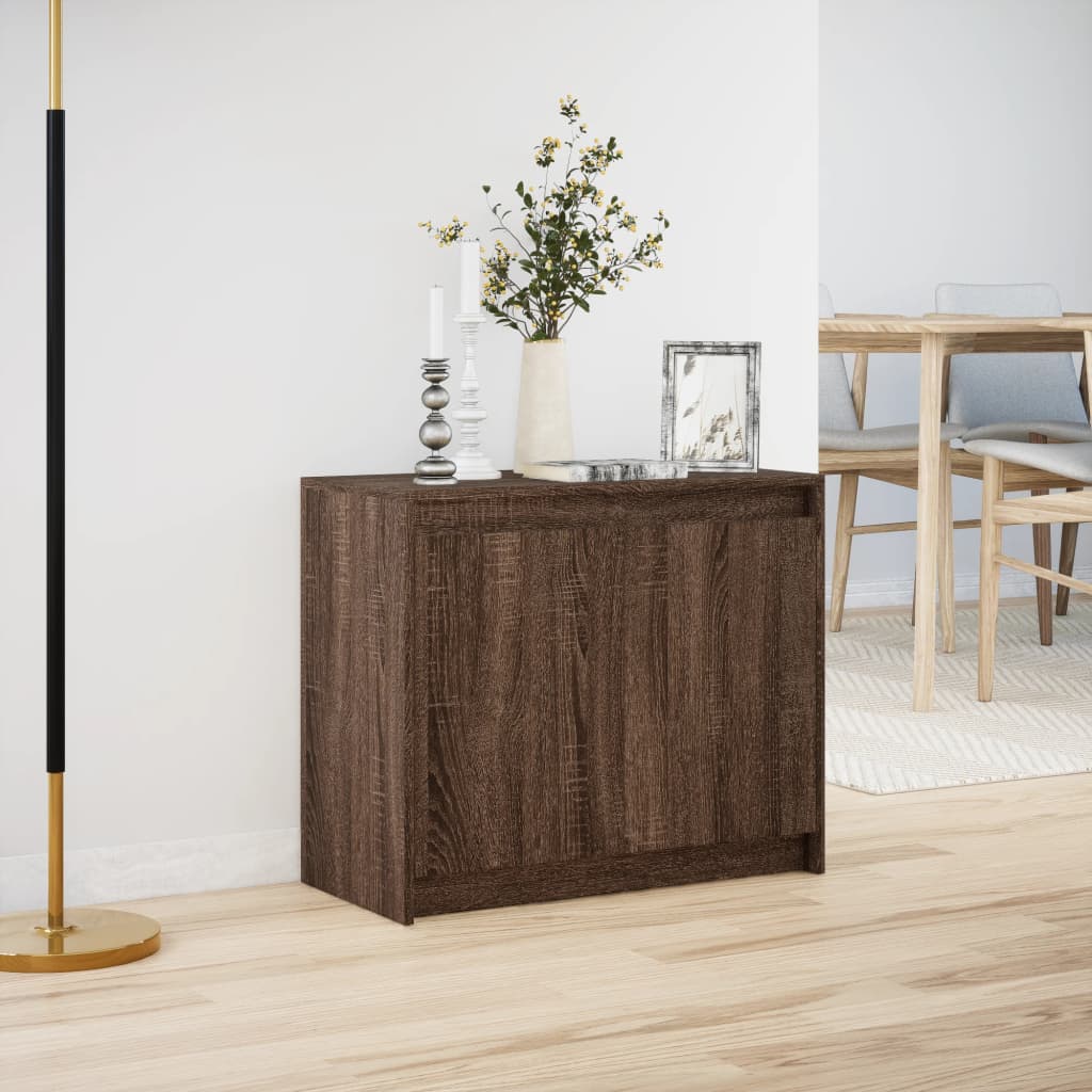 LED Sideboard Brown Oak Effect 72 x 34 x 61 cm Particleboard