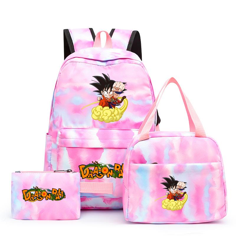 3 шт./компл., разноцветный рюкзак Dragon Ball с сумкой для обеда для женщин, студенческий рюкзак для подростков, повседневные школьные сумки, наборы
