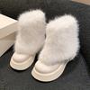 Fashion Sweet Fuzzy Ankle Boots For Women 2025 Winter New Fluffy Plush Keep Warm Lightweight Snow Boots Trend Cozy Fur Shoes Botas Mujer