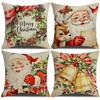 Festive Christmas Pillow Cover Set 45x45cm Short Plush Decorative Cushion Covers Sofa Bed Living Room Holiday Party