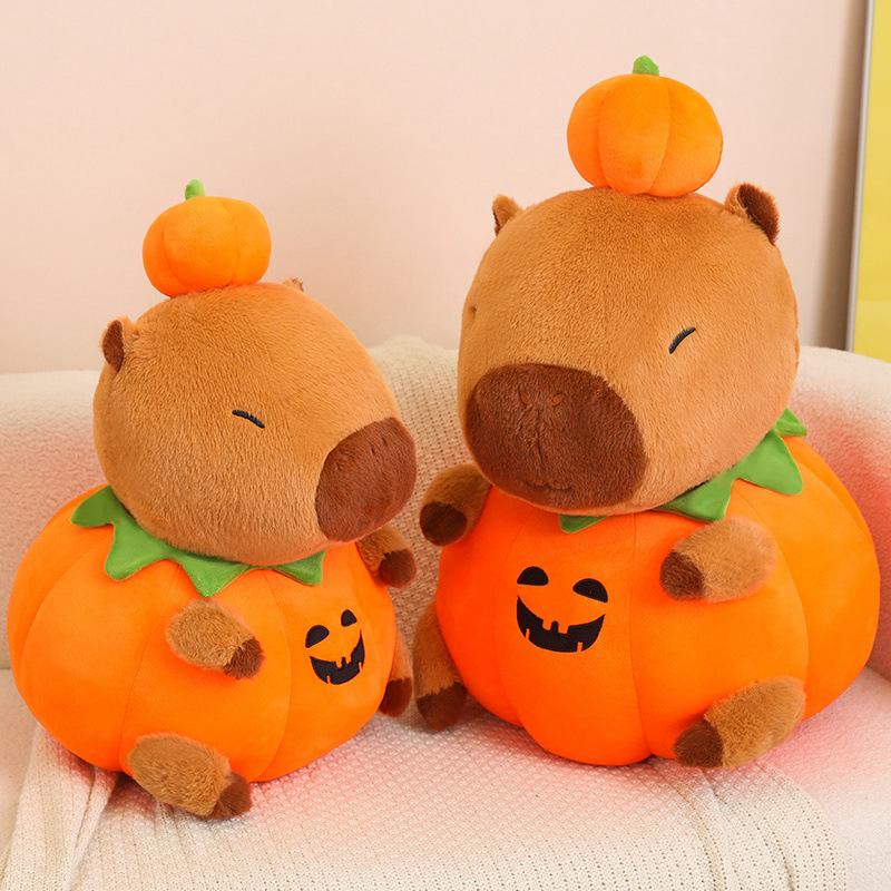Creative Pumpkin Capybara Doll Plush Toy Cute Capybara Doll Children Soothing Doll Halloween Gift