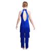 Girls Halter Sleeveless Backless Sequin Tiered Tassel Dance Jumpsuit Cha cha Latin Costume