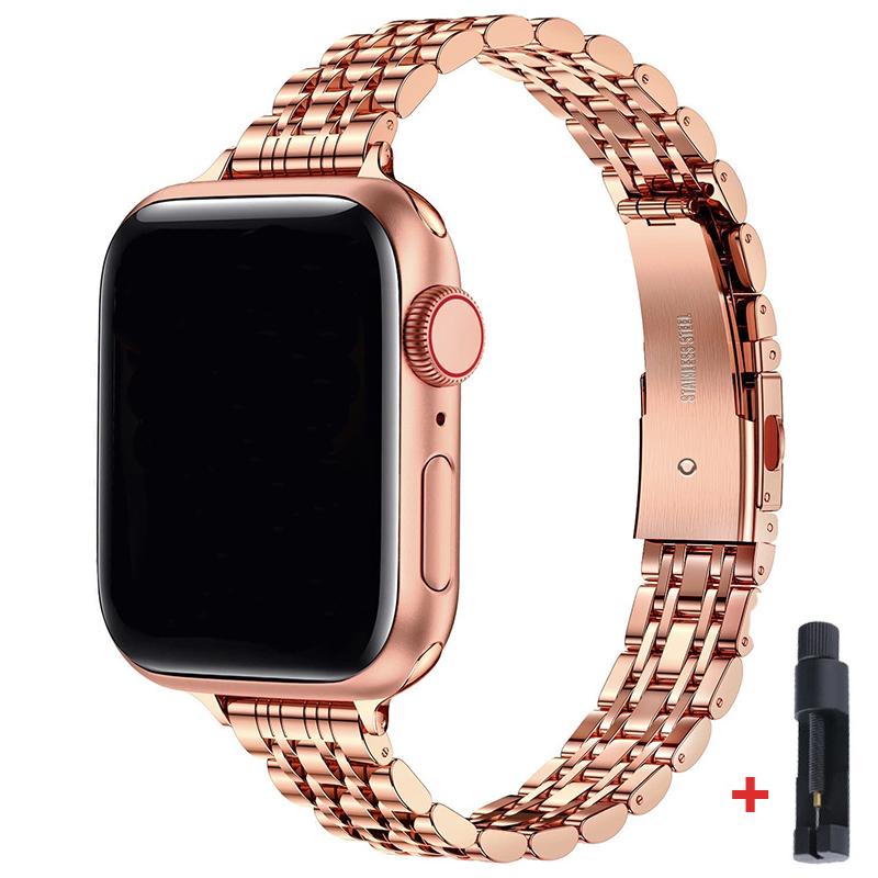Ремешок из нержавеющей стали для Apple Watch Band 49 мм 42 мм 44 мм Металлический браслет iWatch Ultra Серия 8 7 6 SE 5 4 3 для женщин 45 мм 41 мм