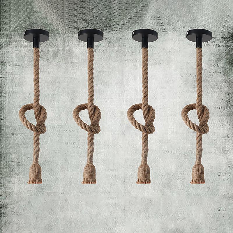 Американский винтажный подвесной светильник из пеньковой веревки для ресторана, бара, кафе, индустриальные подвесные светильники, светильники из сплетенной вручную веревки
