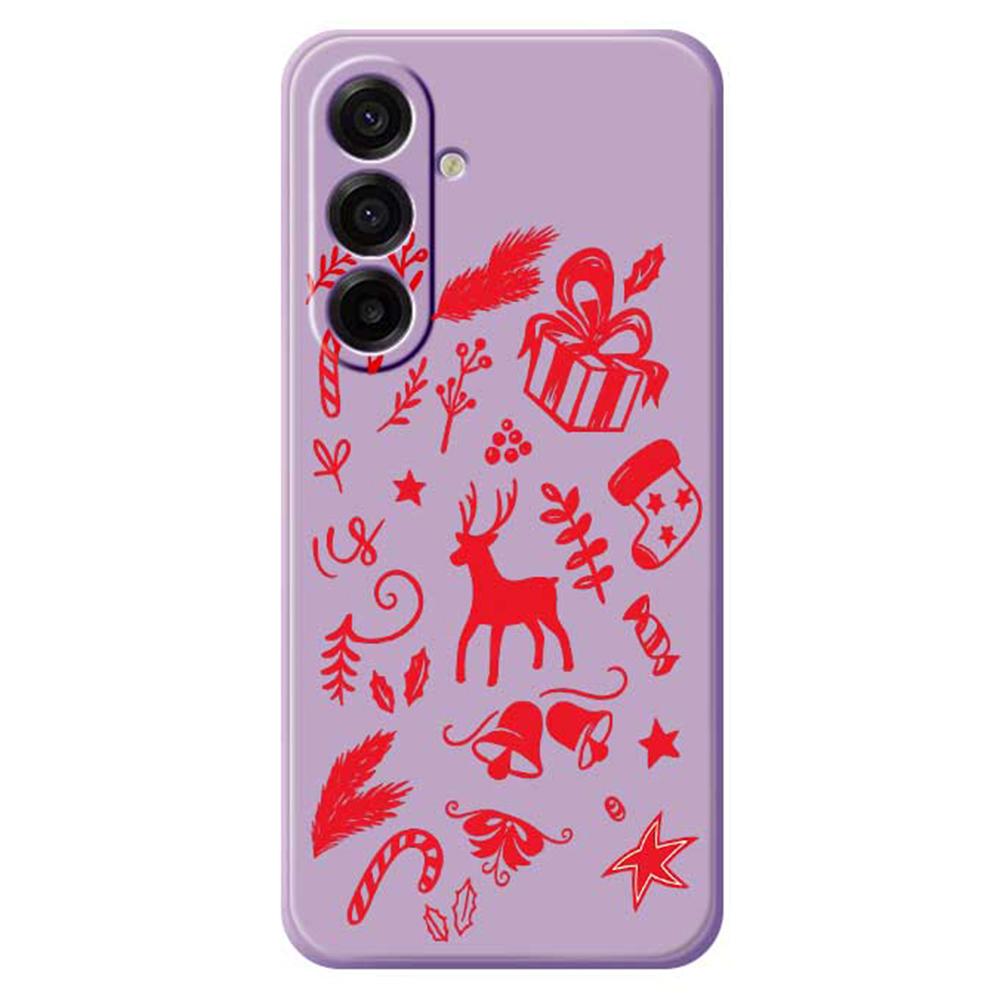 For Samsung Galaxy A17 5G Case Hand Drawn Christmas Pattern Printing Straight Edge TPU Phone Back Cover