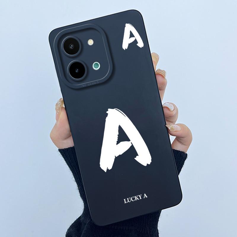Чехол для Vivo Y28 4G Простые буквы Полная защита Задняя крышка для Vivo Y 28 Funda Мягкий жидкий силикон Защита от падения Оболочка для телефона