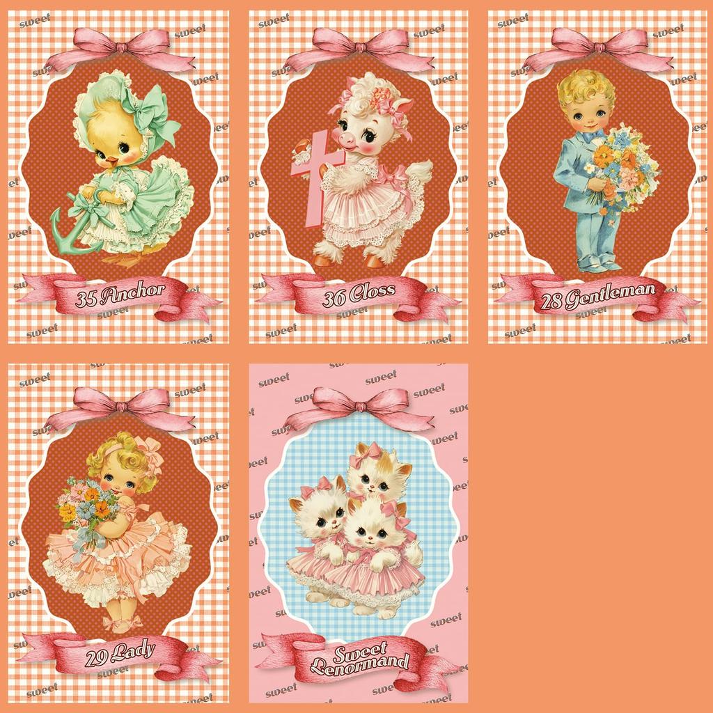 [Officially Imported, Limited Quantity] Sweet Lenormand Lenormand Cards, 46-Piece Set [Includes Drawstring Pouch] | 56 X 87mm Black Cardstock