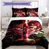 Demon Slayer Pattern Printed 3PCS Bedding Set, Soft Skin-Friendly Washable Duvet Cover & Pillowcases Set