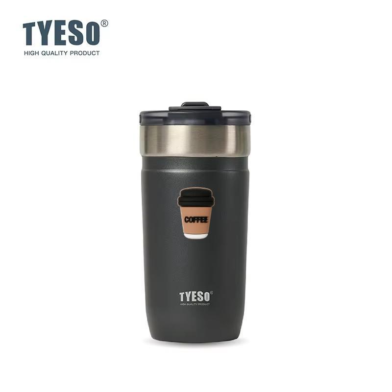 Tyeso 550 мл 304 Нержавеющая сталь Термокружка Матовый Минималистичный Стакан с Соломкой Герметичная Кофейная Чашка для Ледяных Напитков Горячих Напитков Вакуумный с Наклейкой Кофе